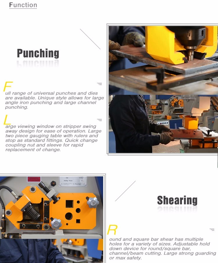 Q35y sērijas daudzfunkcionāla hidrauliskā dzelzs strādnieku kombinētā griešanas un štancēšanas mašīna